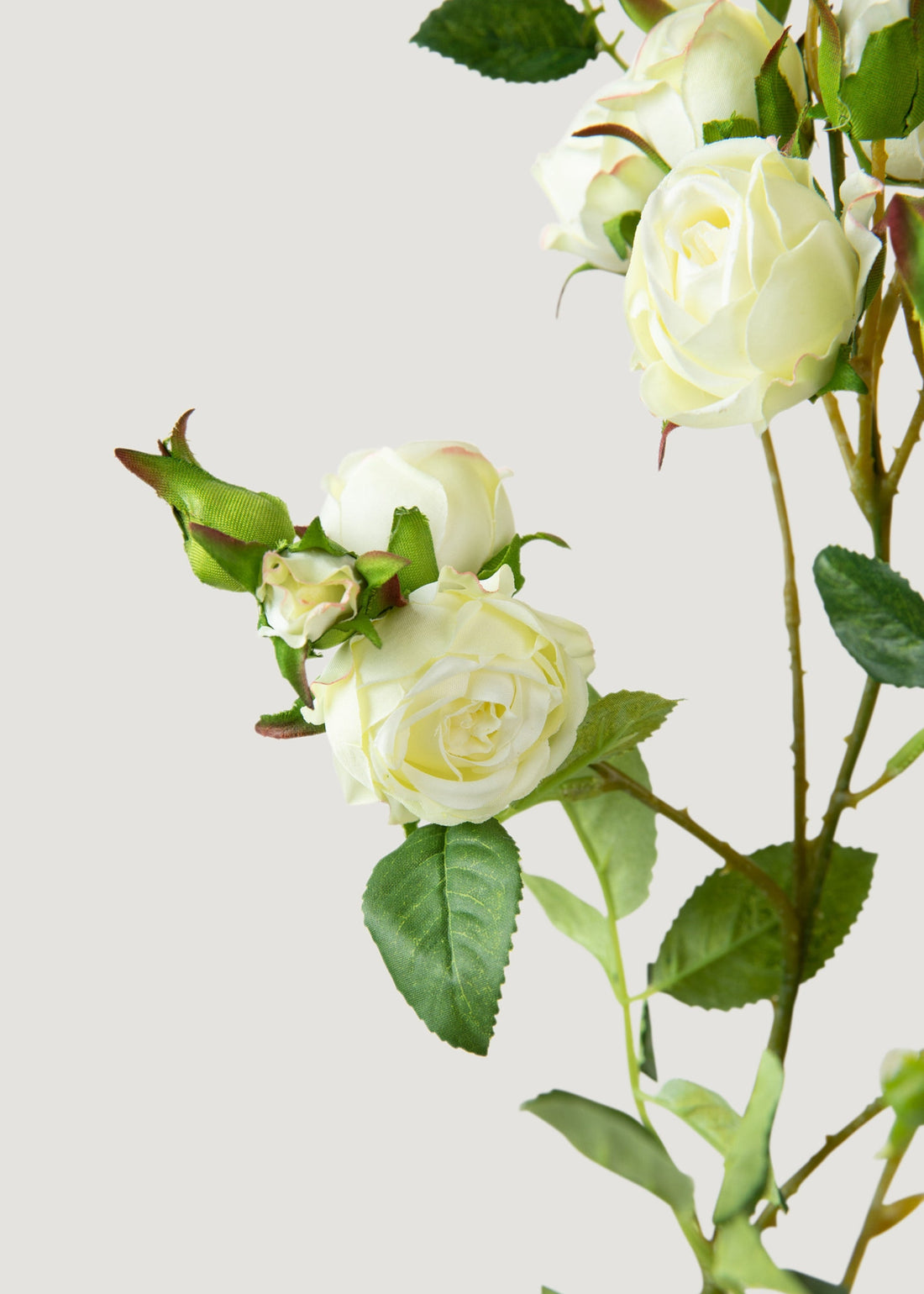 Deluxe Artificial Rose Branch in Cream White