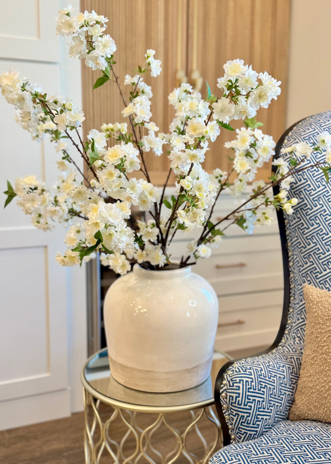 Cream White Artificial Cherry Blossom