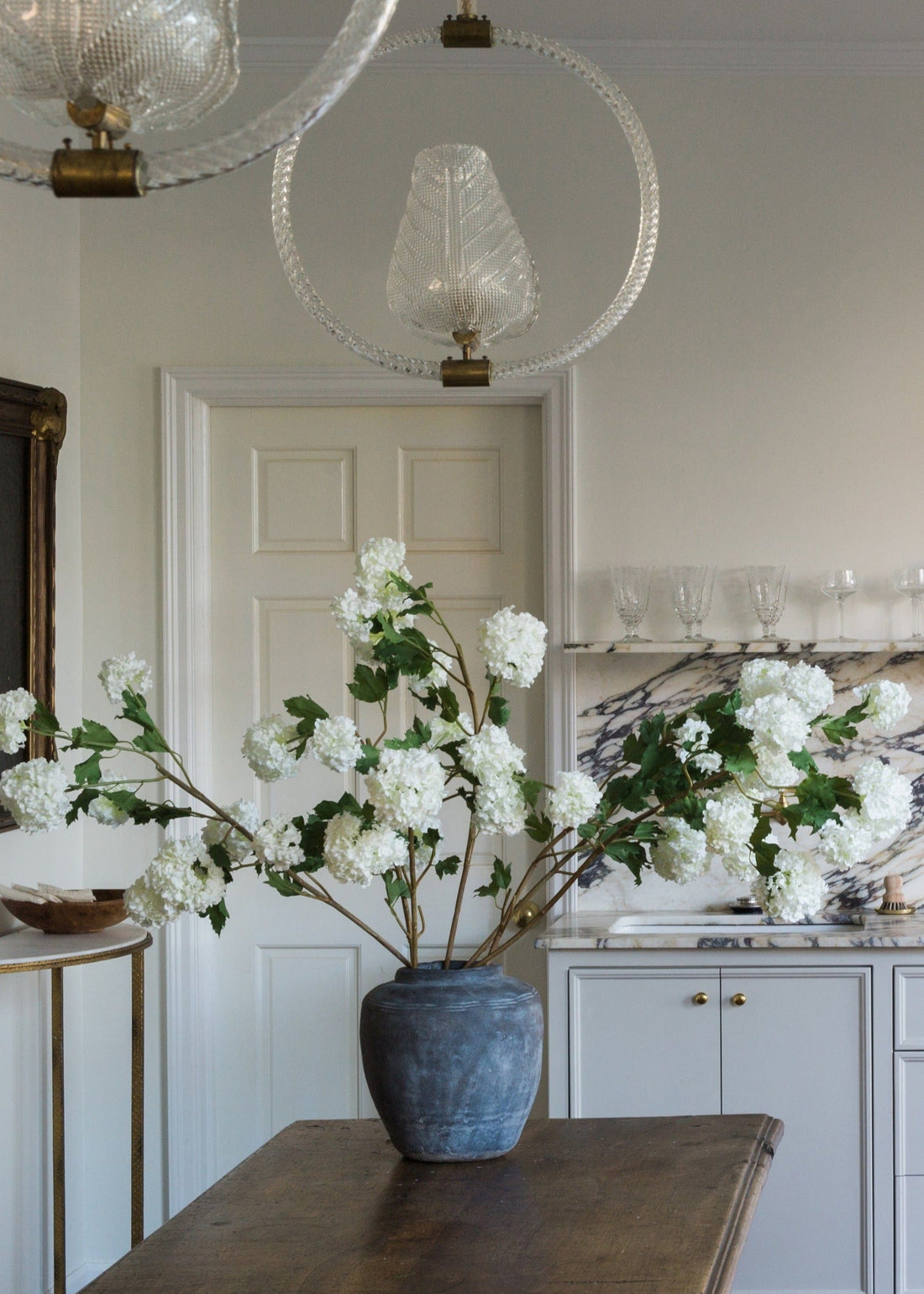 Cream White Artificial Snowball Flowers at afloral