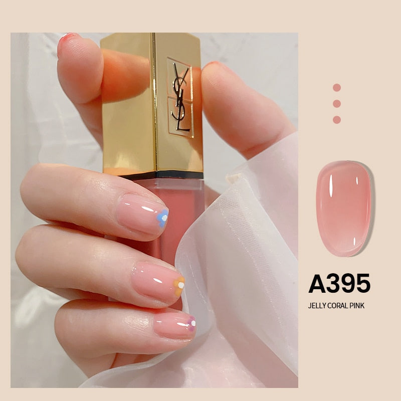Transparent Nude Jelly Gel Nail Polish Semi Permanent 7.3ml Top Coat Soak Off UV LED Varnish Nail Art Design Base Gel