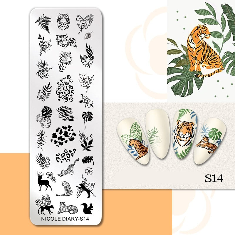 Halloween Series Nail Art Stamping Plates Snake Butterfly Designs Nail Polish Flower Printing Stamp Template Tools