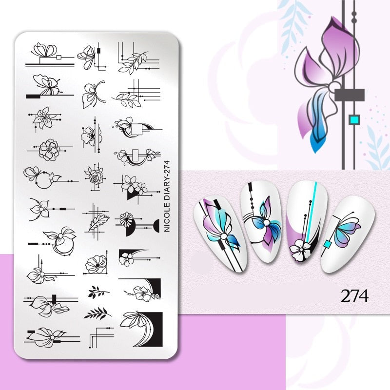 Halloween Series Nail Art Stamping Plates Snake Butterfly Designs Nail Polish Flower Printing Stamp Template Tools