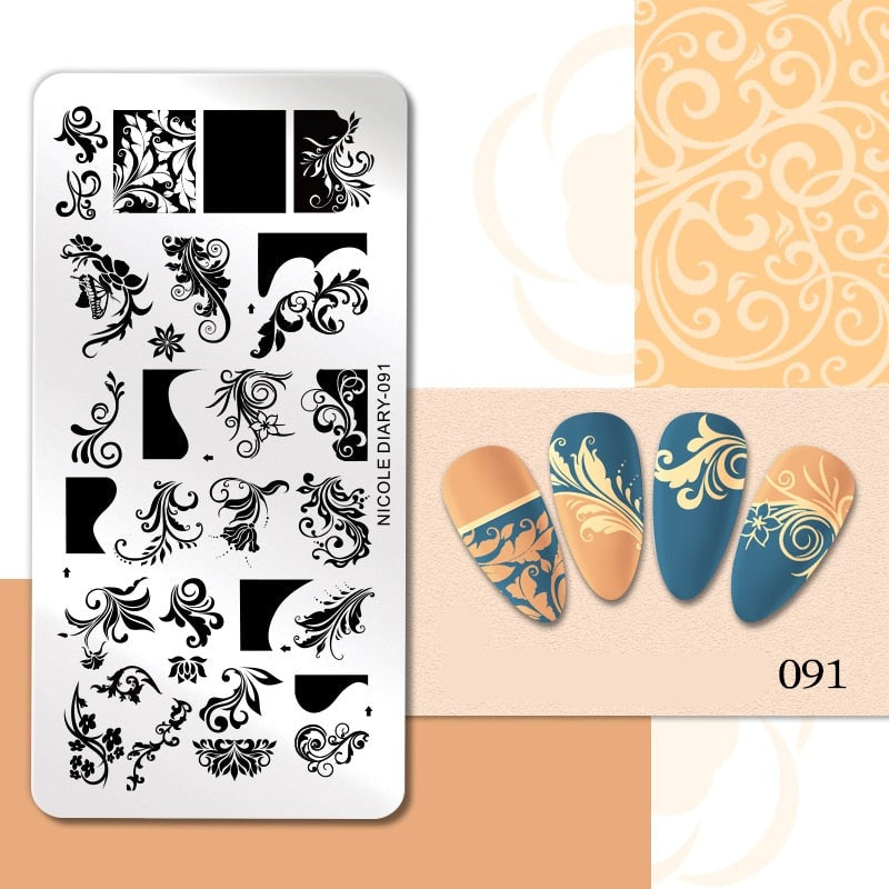 Halloween Series Nail Art Stamping Plates Snake Butterfly Designs Nail Polish Flower Printing Stamp Template Tools