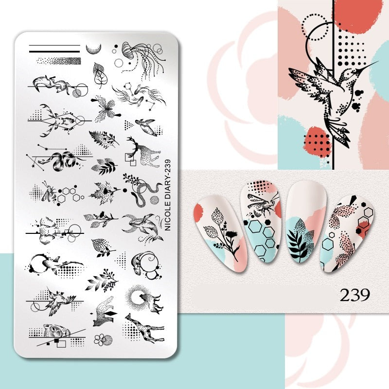 Halloween Series Nail Art Stamping Plates Snake Butterfly Designs Nail Polish Flower Printing Stamp Template Tools