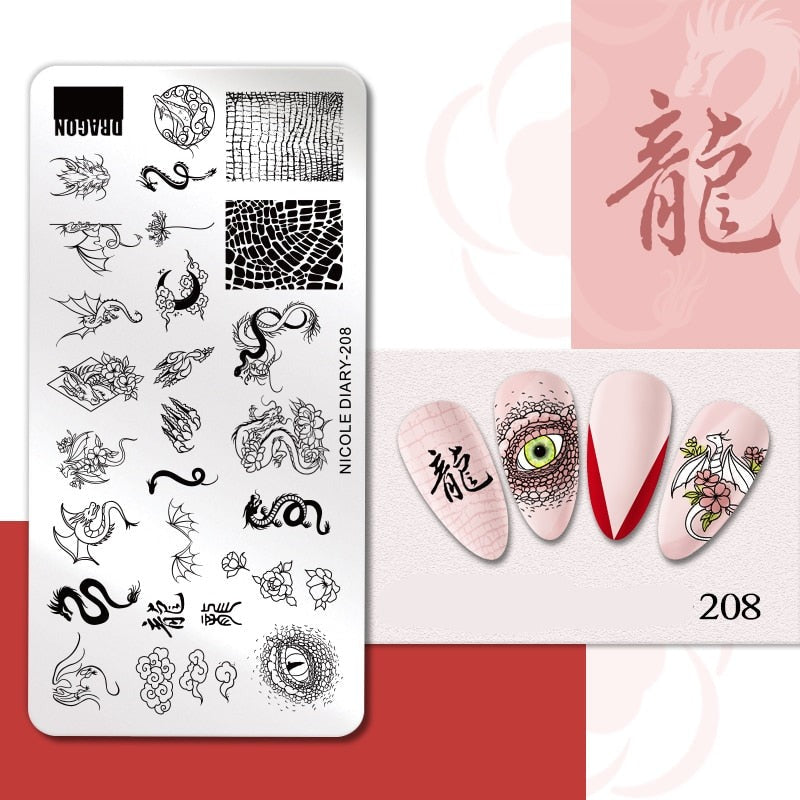 Halloween Series Nail Art Stamping Plates Snake Butterfly Designs Nail Polish Flower Printing Stamp Template Tools