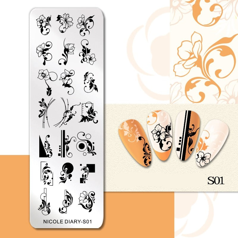Halloween Series Nail Art Stamping Plates Snake Butterfly Designs Nail Polish Flower Printing Stamp Template Tools