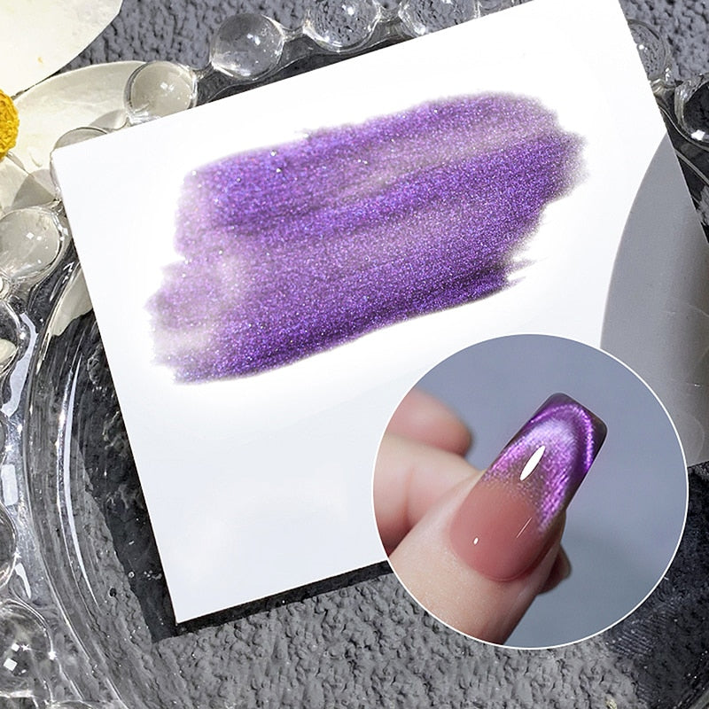 Blue Crystal Cat Eye Rainbow Magnetic Gel Nail Polish Glue Variety Glue Nail Art Shiny Varnish UV Gel for Nail Art Design