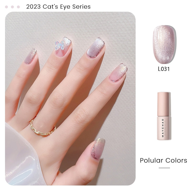 5ml Cat Eye Magnetic Gel Nail Polish Shiny Glitter Gel Lacquer Semi Permanent Soak Off UV LED Varnish Manicure Nail Art