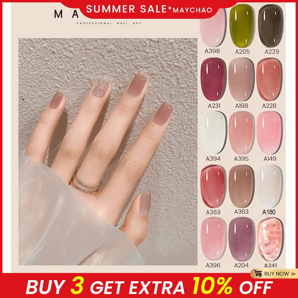 7.3ml Jelly Gel Nail Polish Transparent Nude Manicure Top Coat SemiPermanent Polish Soak Off UV LED Gel Art Nail Varnish