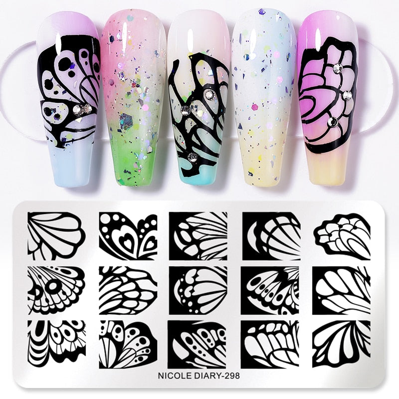 Halloween Series Nail Art Stamping Plates Snake Butterfly Designs Nail Polish Flower Printing Stamp Template Tools
