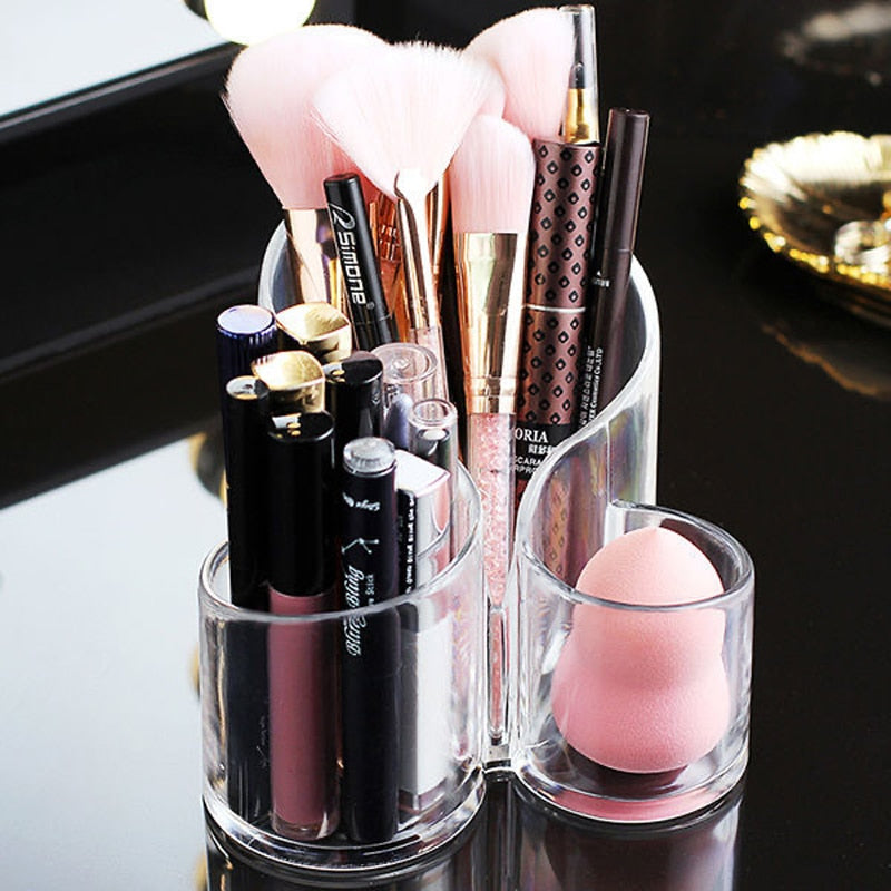 NEW Desktop Acrylic Makeup Brushes Holder Makeup Storage Box Lipstick Nail Polish Jewelry Display Holder Cosmetic Organizer Box