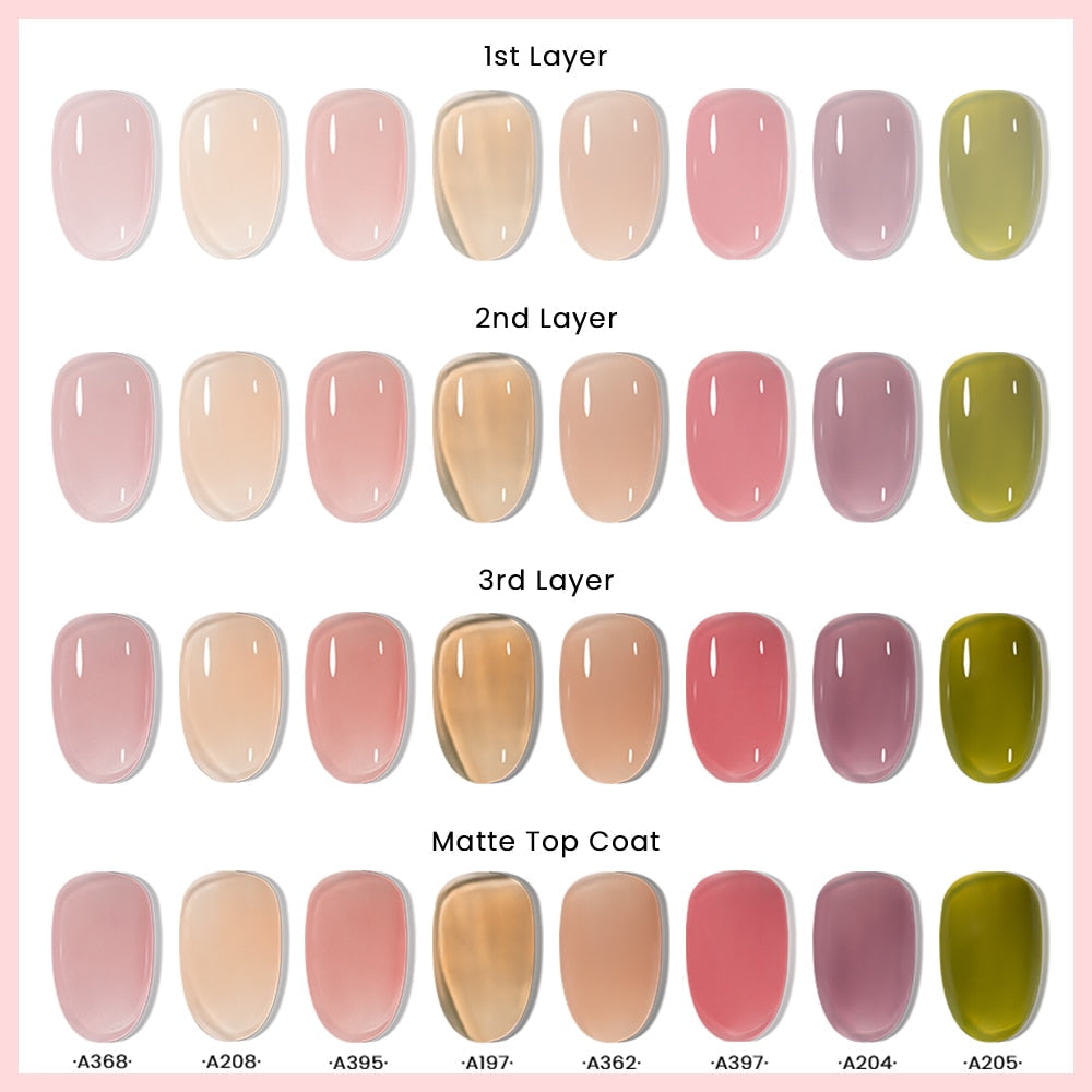 Transparent Nude Jelly Gel Nail Polish Semi Permanent 7.3ml Top Coat Soak Off UV LED Varnish Nail Art Design Base Gel