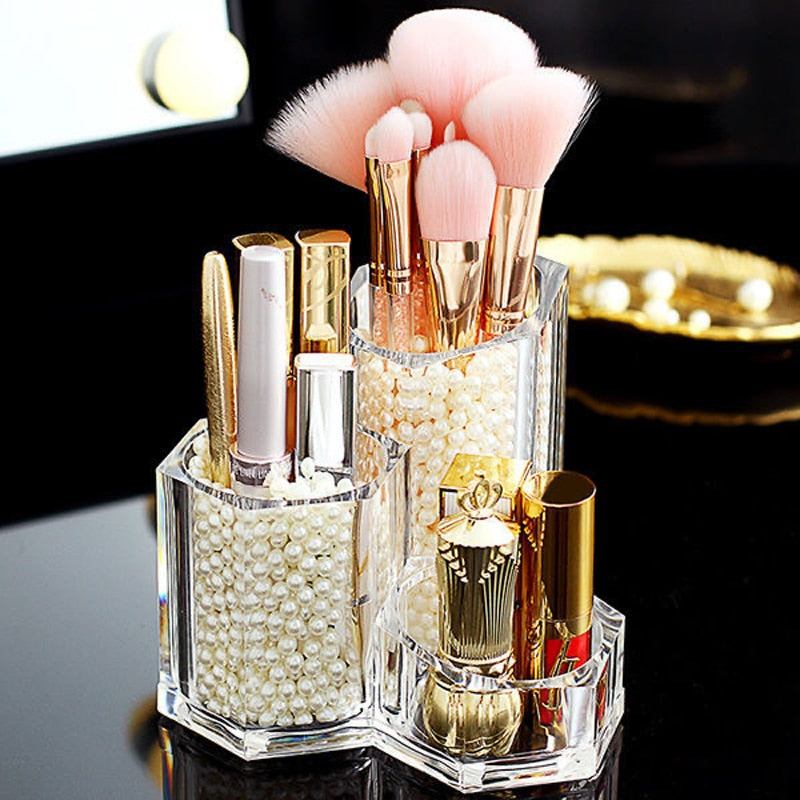 NEW Desktop Acrylic Makeup Brushes Holder Makeup Storage Box Lipstick Nail Polish Jewelry Display Holder Cosmetic Organizer Box