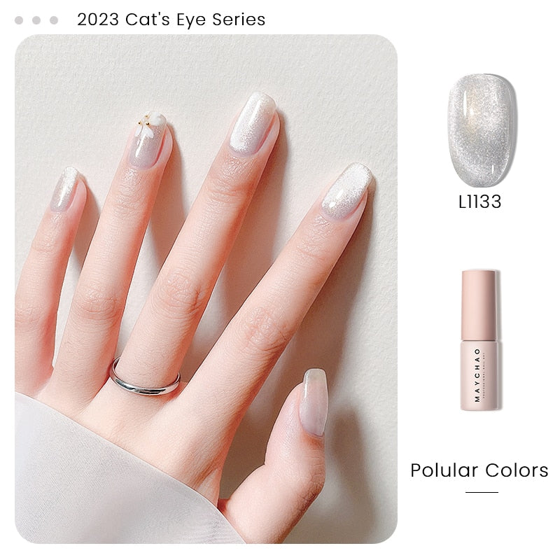 5ml Cat Eye Magnetic Gel Nail Polish Shiny Glitter Gel Lacquer Semi Permanent Soak Off UV LED Varnish Manicure Nail Art