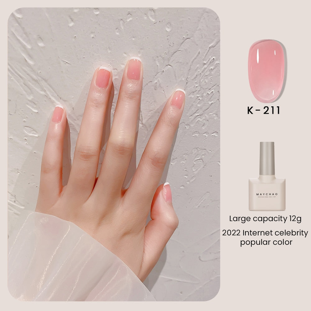 12ml Jelly Gel Nail Polish Semi Permanent Top Coat Soak Off UV LED Gel Art Nail Varnish Manicure Long Lasting Nail Gel