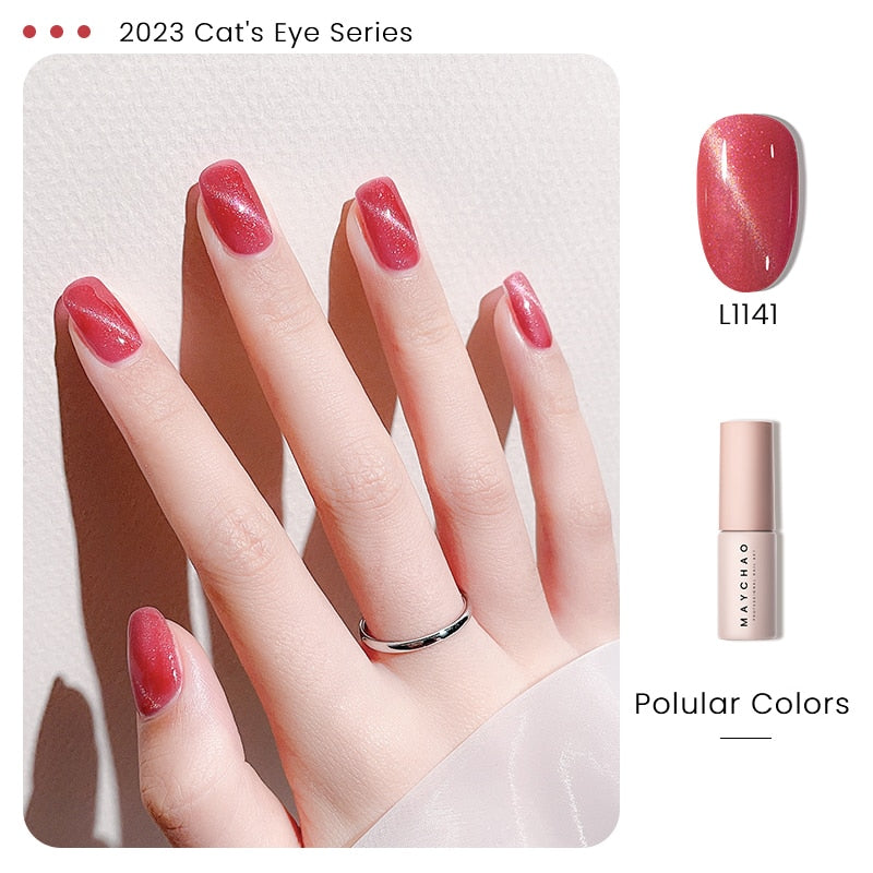 5ml Cat Eye Magnetic Gel Nail Polish Shiny Glitter Gel Lacquer Semi Permanent Soak Off UV LED Varnish Manicure Nail Art
