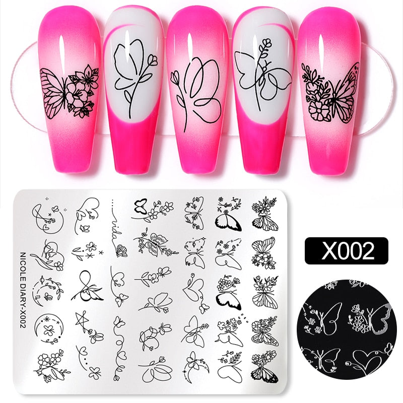 Halloween Series Nail Art Stamping Plates Snake Butterfly Designs Nail Polish Flower Printing Stamp Template Tools