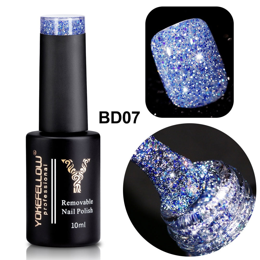 Holo Shimmers Reflective Glitter Gel Nail Polish 10ml Semi permanent Gel Varnishes Ultra-sparkly Diamond Dust