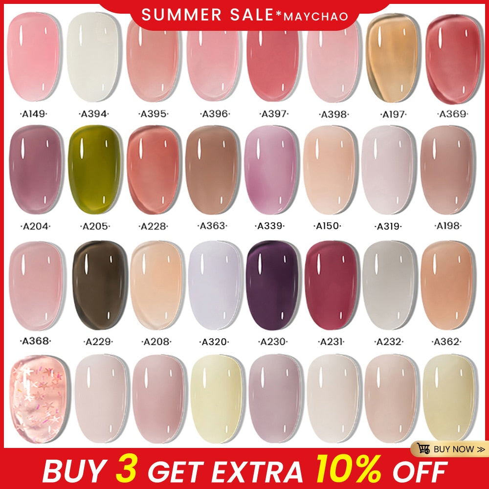 Transparent Nude Jelly Gel Nail Polish Semi Permanent 7.3ml Top Coat Soak Off UV LED Varnish Nail Art Design Base Gel