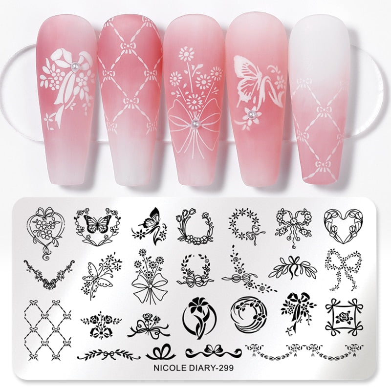Halloween Series Nail Art Stamping Plates Snake Butterfly Designs Nail Polish Flower Printing Stamp Template Tools
