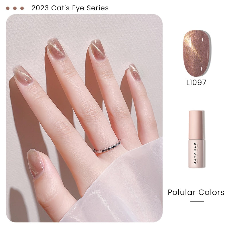 5ml Cat Eye Magnetic Gel Nail Polish Shiny Glitter Gel Lacquer Semi Permanent Soak Off UV LED Varnish Manicure Nail Art
