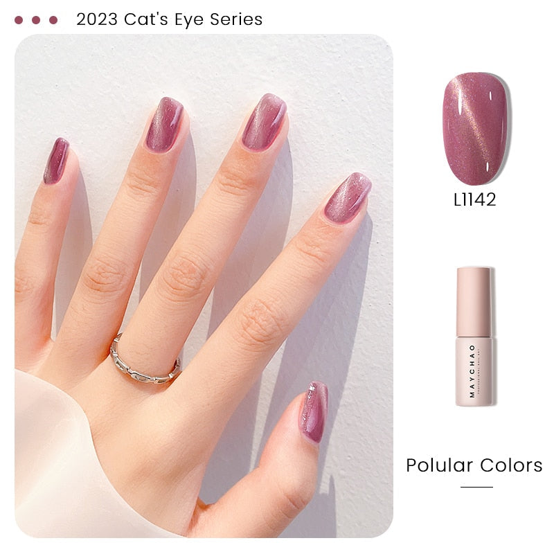 5ml Cat Eye Magnetic Gel Nail Polish Shiny Glitter Gel Lacquer Semi Permanent Soak Off UV LED Varnish Manicure Nail Art