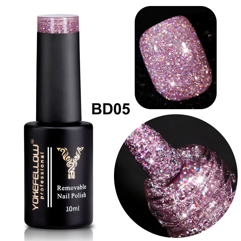 Holo Shimmers Reflective Glitter Gel Nail Polish 10ml Semi permanent Gel Varnishes Ultra-sparkly Diamond Dust