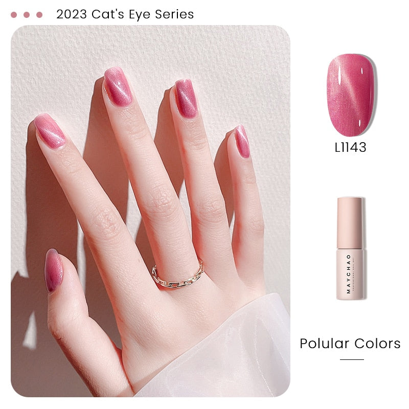 5ml Cat Eye Magnetic Gel Nail Polish Shiny Glitter Gel Lacquer Semi Permanent Soak Off UV LED Varnish Manicure Nail Art