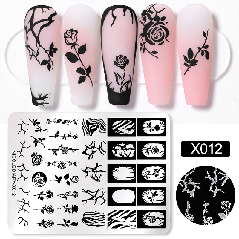 Halloween Series Nail Art Stamping Plates Snake Butterfly Designs Nail Polish Flower Printing Stamp Template Tools