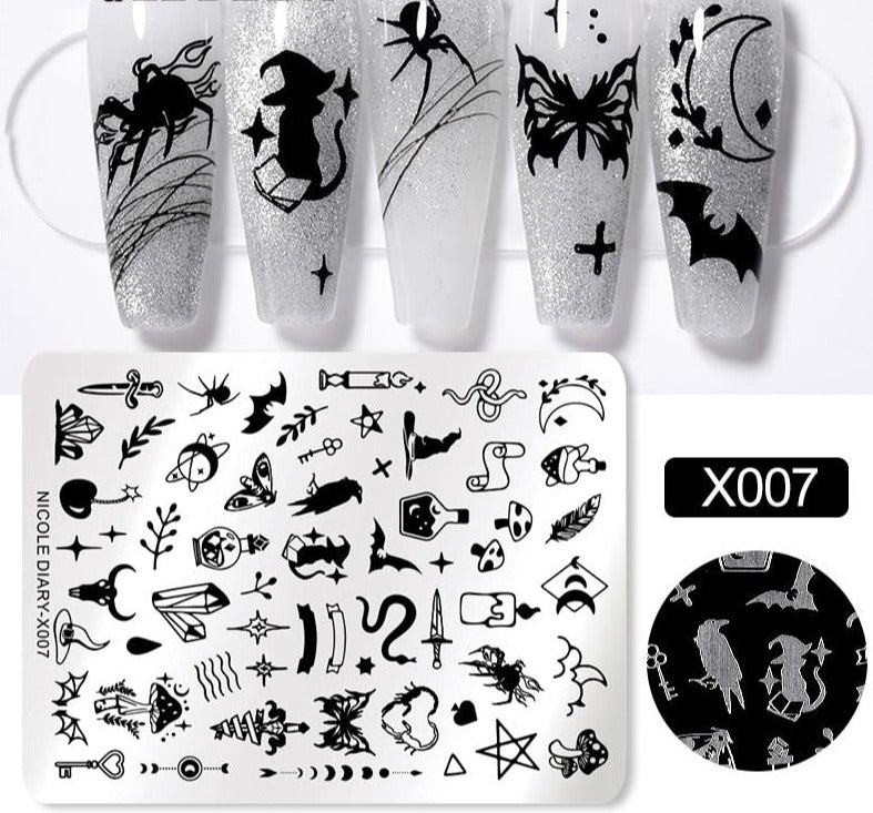 Halloween Series Nail Art Stamping Plates Snake Butterfly Designs Nail Polish Flower Printing Stamp Template Tools
