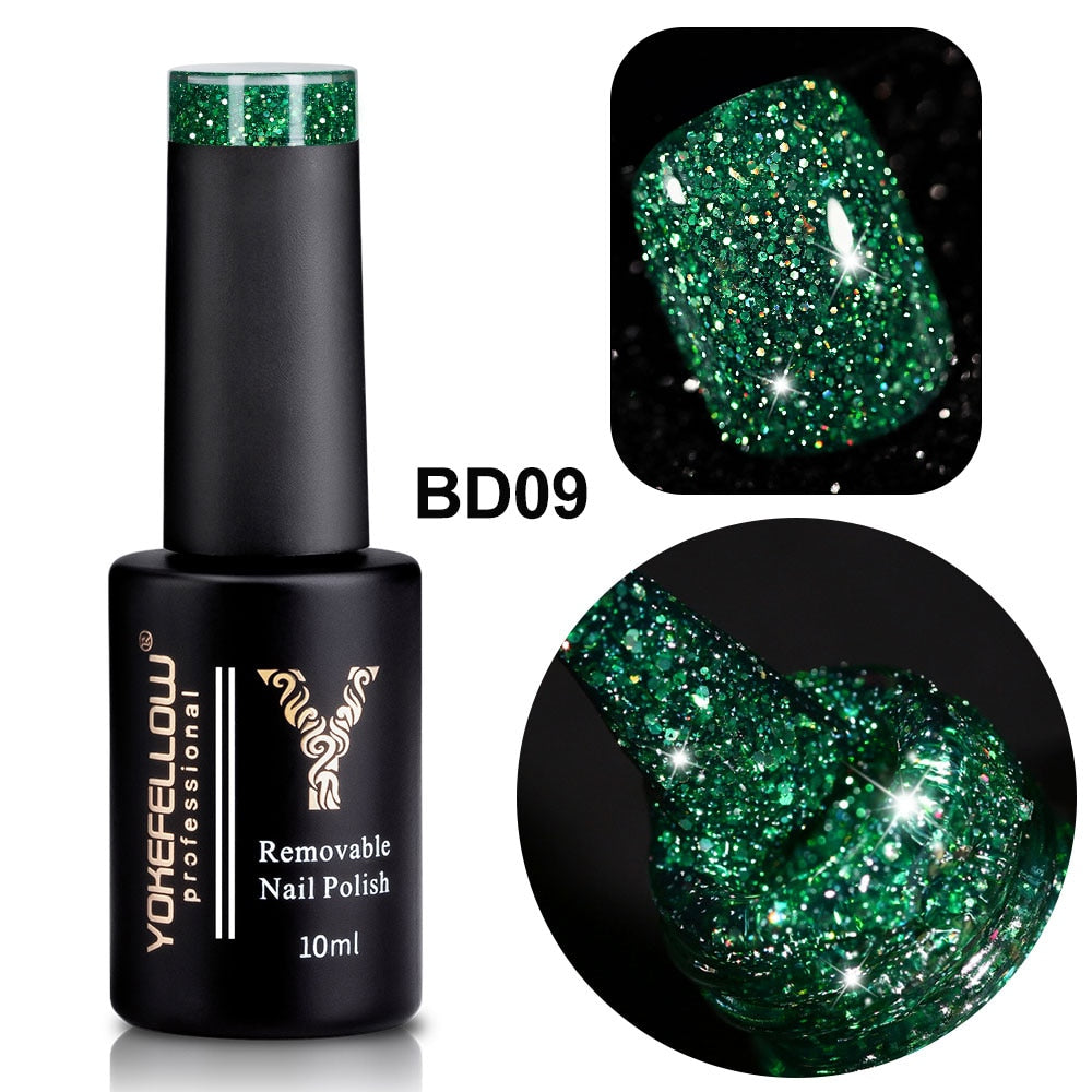 Holo Shimmers Reflective Glitter Gel Nail Polish 10ml Semi permanent Gel Varnishes Ultra-sparkly Diamond Dust
