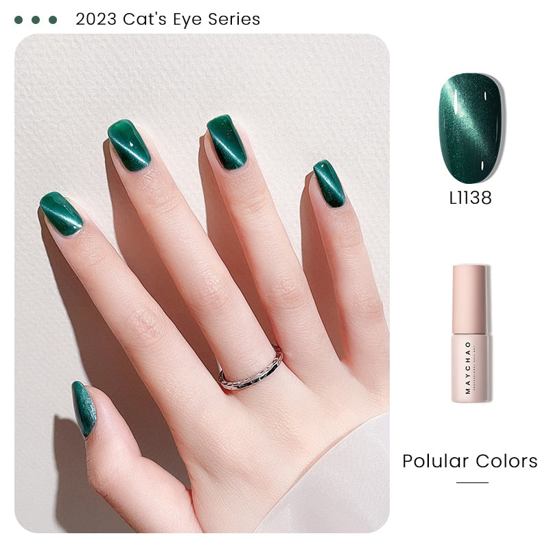 5ml Cat Eye Magnetic Gel Nail Polish Shiny Glitter Gel Lacquer Semi Permanent Soak Off UV LED Varnish Manicure Nail Art
