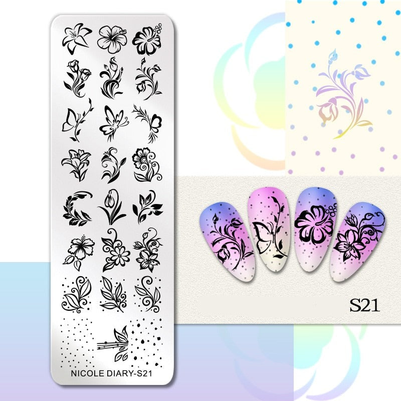 Halloween Series Nail Art Stamping Plates Snake Butterfly Designs Nail Polish Flower Printing Stamp Template Tools