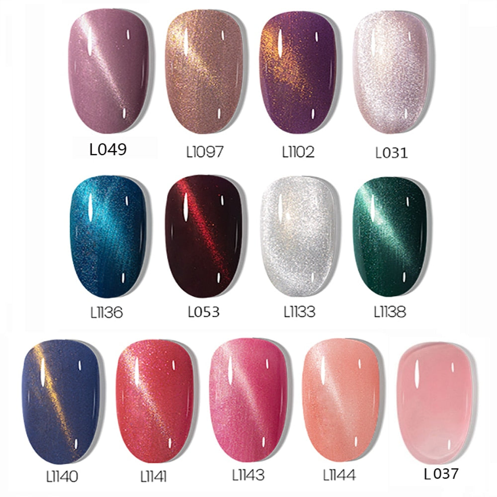 5ml Cat Eye Magnetic Gel Nail Polish Shiny Glitter Gel Lacquer Semi Permanent Soak Off UV LED Varnish Manicure Nail Art