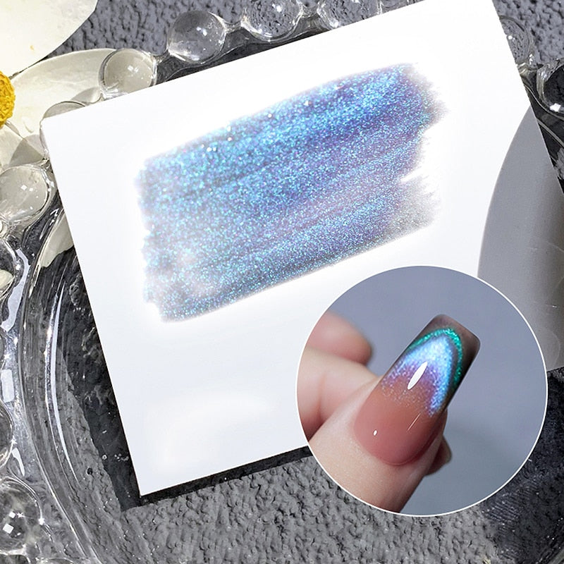 Blue Crystal Cat Eye Rainbow Magnetic Gel Nail Polish Glue Variety Glue Nail Art Shiny Varnish UV Gel for Nail Art Design