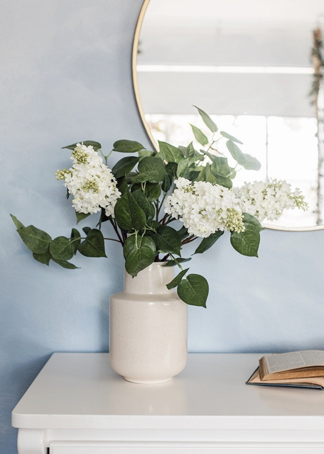 Afloral Fake Blooming Flowers Lilac Branch in White
