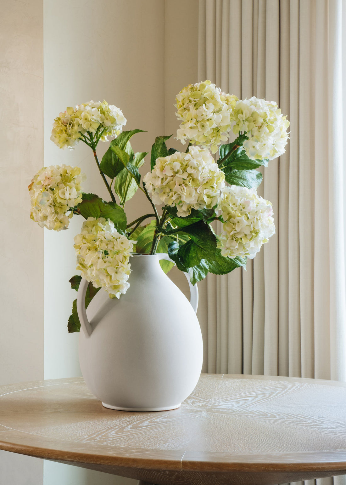 Cream Green Faux Hydrangea Branch