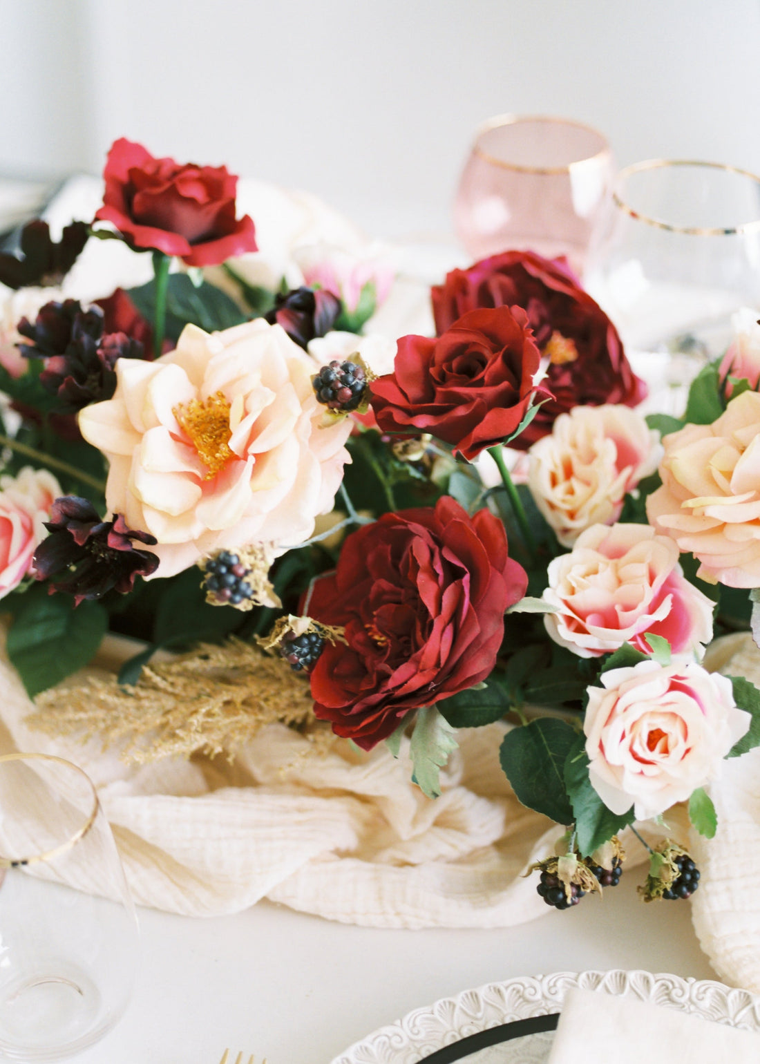 Artificial English Rose in Wine